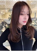 黒髪　ボブルフ　ネビージュ　小顔　ワンレン　スペインカール