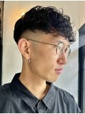 スペインカールメンズマッシュツイストパーマツーブロック