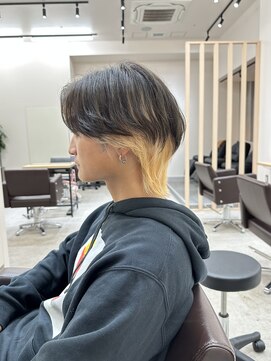 ユウル 横浜(juhl.) メンズホワイトブロンドツートンカラーケアブリーチダブルカラー