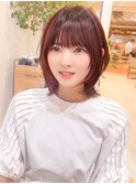 ミディアムレイヤーカット/シースルーバング/顔まわりレイヤー