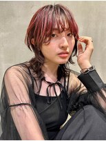 ブラウン(Brown)&nbsp;アンブレラカラー×ミディアムウルフカット/藤沢美容院 