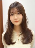 韓国風レイヤーカットブリーチダブルカラー前髪 