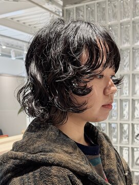 テクネ 天神大名(techne) 天神顔周りレイヤーカットミディアムボブパーマレイヤーパーマ