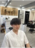 ハイライト/マッシュパーマ/束感/波巻き/メンズ1