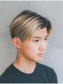 メンズベリーショート/ハイトーンカラー/刈り上げセンターパート