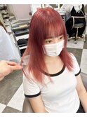 美容学生ハイトーンピンクカラーブリーチ一回ケア剤使用
