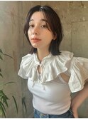 流れる顔まわり/ぱつっとボブ