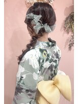 サロン ド ユーア(salon de yuua) 夏祭り 花火大会 浴衣ヘアアレンジ サイド編みおろし リボン