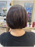 40代50代60代ナチュラル縮毛矯正ショートボブひし形ショート