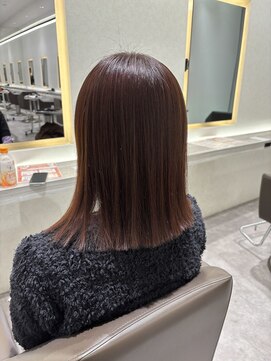 アース 名駅店(HAIR&MAKE EARTH) 艶感ストレート×オレンジブラウンカラー