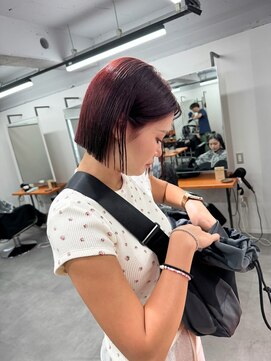 レブ 三条河原町(Reb,) ボブレッドブラウンミニボブ似合わせヘアシースルーマッシュ