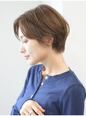 切りっぱなしショート・ボブ/絶壁解消/前髪なし/20代/30代/面長
