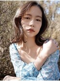 ミディアムレイヤー◎くびれボブこなれミディナチュラルブラウン