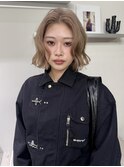 ミルクティーベージュ切りっぱなしボブ