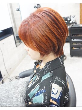 ヘアテリア リュウ 大塚(hair teria ryu) ショートボブ/ブリーチなしカラーバターオレンジ