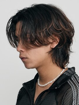 バイフィフス 原宿/表参道(by fifth) ニュアンスパーマメンズカットセンターパートウルフミディアム