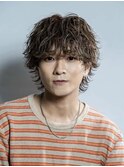 シャドウパーマ波巻きパーマツーブロック無造作men's