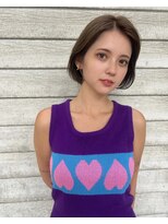 バイ ユア オウン フラワーズ コロン カバ 松本駅前(buy your own flowers : kava)&nbsp;30代40代夏カラーブリーチなし大人可愛いベージュミニボブ