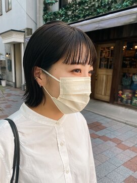 ルーカス(LUCAS) 【上原啓介】オリーブカラー×耳掛けボブ