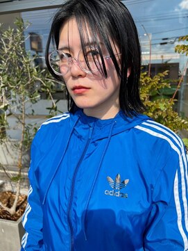 バランス ヘアーアンドアイラッシュ 野田店(balance.) 黒髪×切りっぱなしボブ