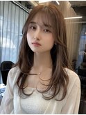 上品韓国ヘアワンカールヘアグレージュカラーシルキーベージュ