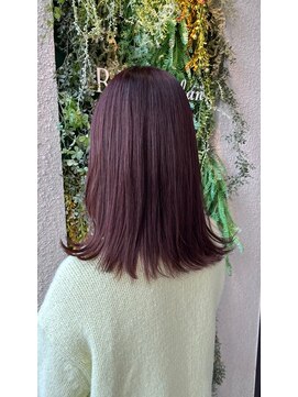 リサプラン(RISA plan) ワンレングス×ローズカラー《西新/百道浜》髪質改善/艶カラー