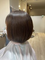 ハピエル ヘアークルー(HAPPYEL hair crew)&nbsp;20代30代ミニボブベージュ系ブラウン小顔美肌ストレート丸み