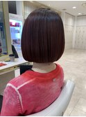 ナチュラルボブ前下がりミニボブ前髪なし切りっぱなしボブ大人