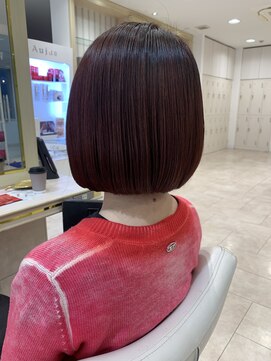 アッシュ 仙川店(Ash) ナチュラルボブ前下がりミニボブ前髪なし切りっぱなしボブ大人
