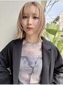 ブロンドベージュ フェイスレイヤーボブ似合わせ小顔t614