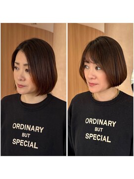 オン キャナルシティ博多前店(on) 髪ドクター吉井/レイヤーボブ/チョコレートブラウン/40代50代