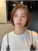 タッセルボブ/ベージュカラー/顔まわりカット/小顔ボブ