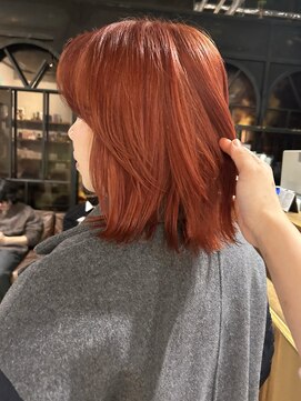ノラ ヘアーサロン(NORA HAIR SALON) 【大久保】オレンジブリーチカラーボブスタイル