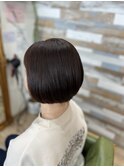 ノンブロー前下がりボブ×インナーカラー×グレージュカラー