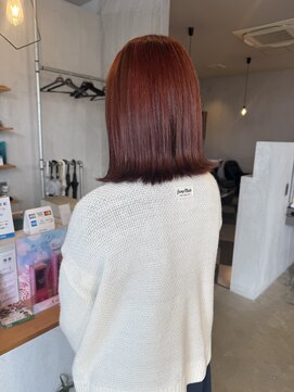 シェル 津山の手店(shel) ★20代30代チェリーレッド×韓国風くびれヘア◎透明感