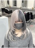 ブロックカラー/ダークグレー×ホワイトカラー