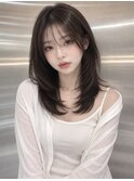 ワンホンレイヤー×ダークブルー[デジタルパーマ/ボブ/韓国]