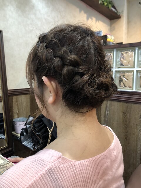 クラウン編み込み　【ヘアセット】