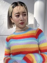 マロンベージュホワイトブロンドウェーブミディアム_78438