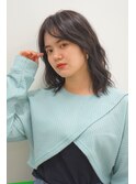 大人可愛い黒髪×ニュアンス小顔ミディアムナチュラル20代30代