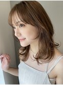 大人かわいい小顔シースルー前髪/顔まわりレイヤーカット