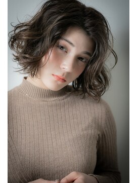 モッズヘア 越谷(mod's hair) アッシュブラックゆるふわかきあげボブパーマv越谷30代40代50代