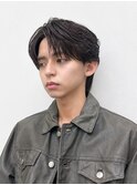 韓国風センターパートウルフニュアンスパーマ黒髪サンウォンヘア