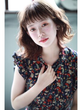 リアン(Lien) Lien☆ヌーディベージュ×デザインカラー×外ハネボブ