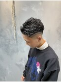 ビジネスオールバックパーマ+ライン