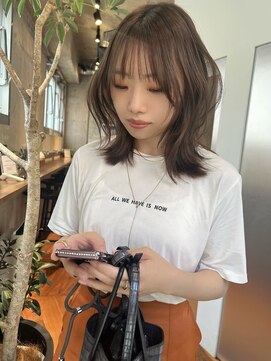 サイン 表参道(SIGN) インナーカラーレイヤーカットイヤリングカラーミディアムヘア