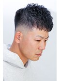 メンズマッシュパーマウルフアッシュブラックカルマパーマ