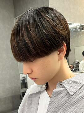 エルマーク 心斎橋(L-MARK) 黒髪マッシュナチュラルマッシュメンズヘア韓国ツーブロック