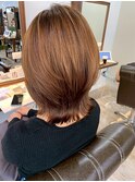 ウルフ/レイヤーボブ/ハイライト/ミディアム/ブラウン