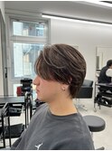 ハイライト　センターパート　ニュアンスパーマ